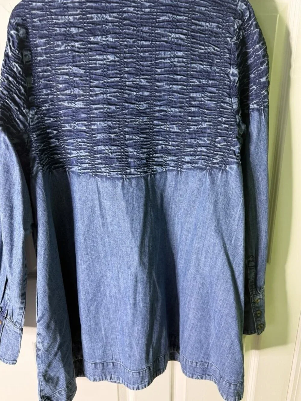 Free People Denim Find Me Now Mini Dress Button Up Celestial Blue M NEW W/TAGS - Picture 6 of 10